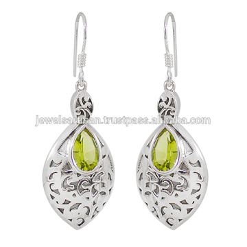 Natural Peridot Gemstone 925 Sterling Silver Earring